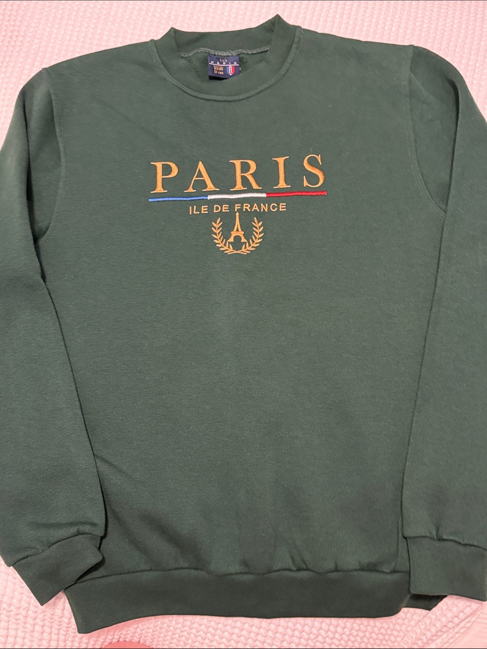 Vintage Paris Tour D’Or Green Embroidered Sweatshirt -